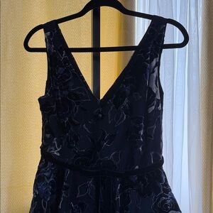Marchesa Midnight Blue and Silver Floral High Low Dress